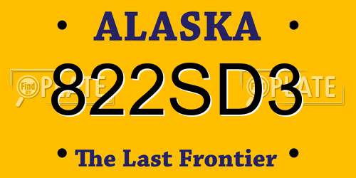 822SD3 Alaska License Plate