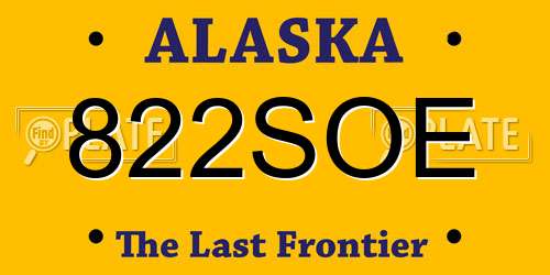 822SOE Alaska License Plate