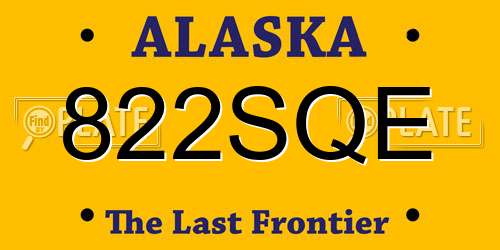 822SQE Alaska License Plate