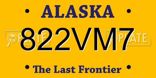 822VM7 Alaska License Plate