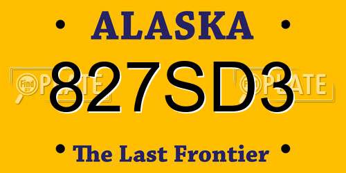 827SD3 Alaska License Plate
