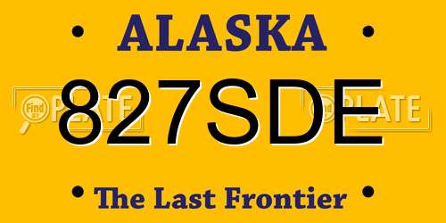 827SDE Alaska License Plate