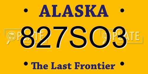 827SO3 Alaska License Plate
