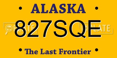 827SQE Alaska License Plate