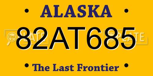 82AT685 Alaska License Plate