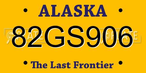 82GS906 Alaska License Plate