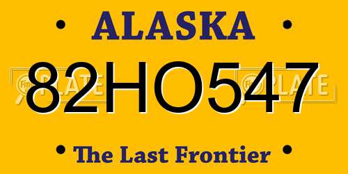 82HO547 Alaska License Plate