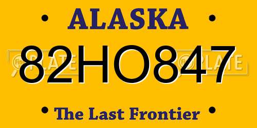 82HO847 Alaska License Plate