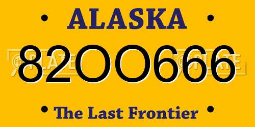 82OO666 Alaska License Plate