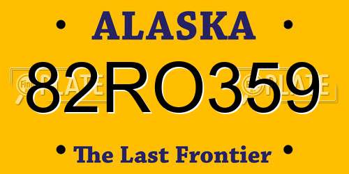 82RO359 Alaska License Plate