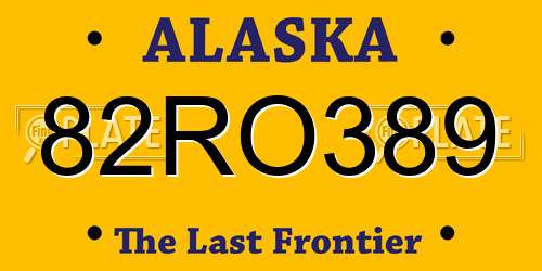 82RO389 Alaska License Plate