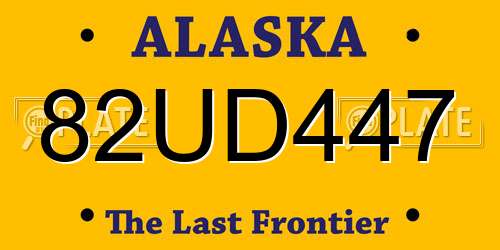 82UD447 Alaska License Plate