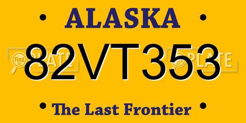 82VT353 Alaska License Plate