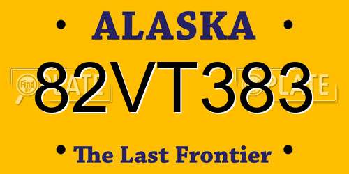 82VT383 Alaska License Plate