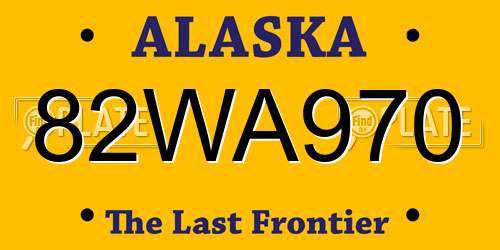 82WA970 Alaska License Plate