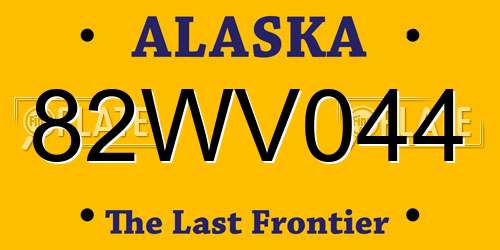 82WV044 Alaska License Plate