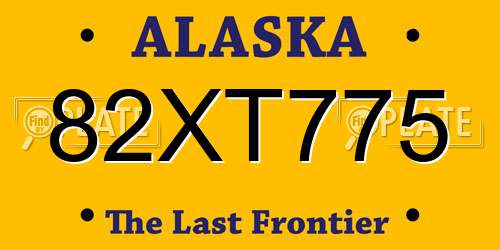 82XT775 Alaska License Plate