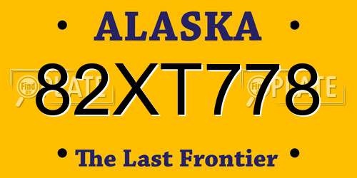 82XT778 Alaska License Plate