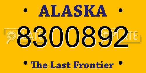 8300892 Alaska License Plate