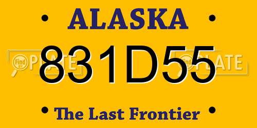 831D55 Alaska License Plate