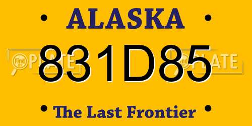 831D85 Alaska License Plate