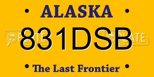 831DSB Alaska License Plate