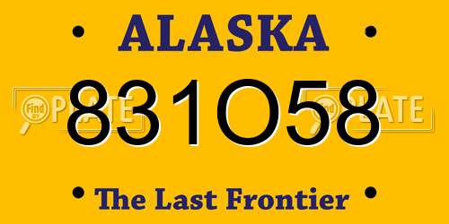 831O58 Alaska License Plate