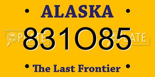831O85 Alaska License Plate