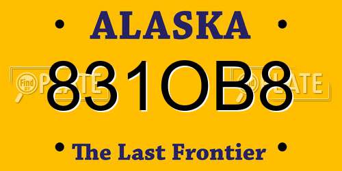 831OB8 Alaska License Plate