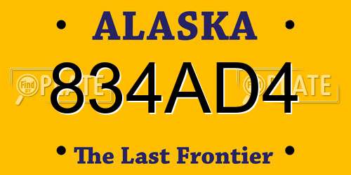 834AD4 Alaska License Plate