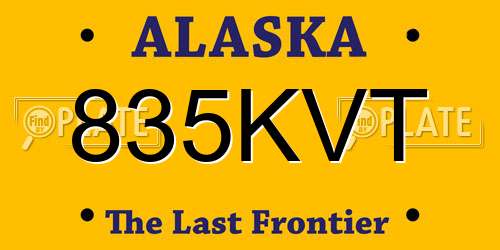 835KVT Alaska License Plate