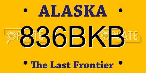 836BKB Alaska License Plate