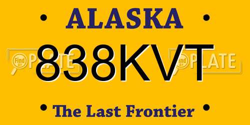 838KVT Alaska License Plate