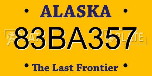 83BA357 Alaska License Plate