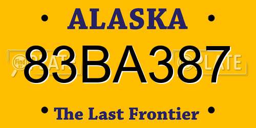 83BA387 Alaska License Plate