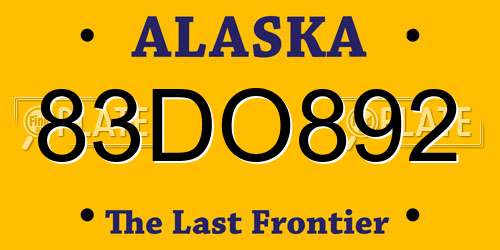 83DO892 Alaska License Plate