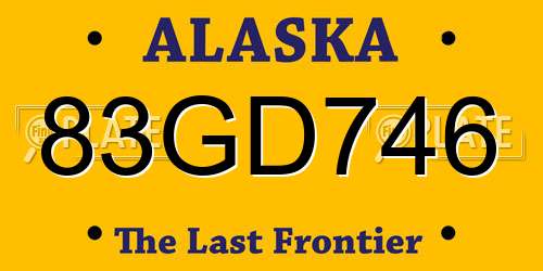 83GD746 Alaska License Plate