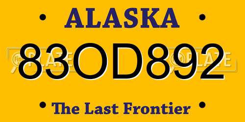 83OD892 Alaska License Plate