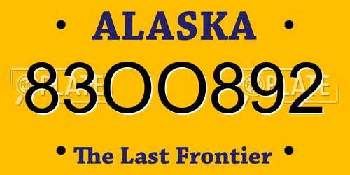 83OO892 Alaska License Plate