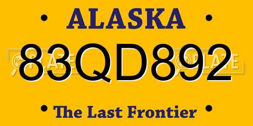 83QD892 Alaska License Plate