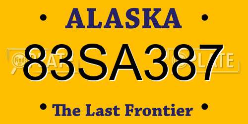 83SA387 Alaska License Plate