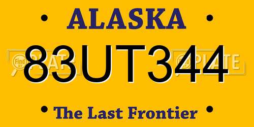 83UT344 Alaska License Plate