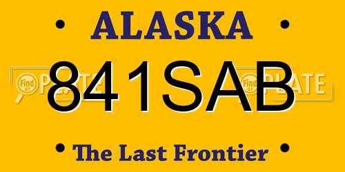 841SAB Alaska License Plate