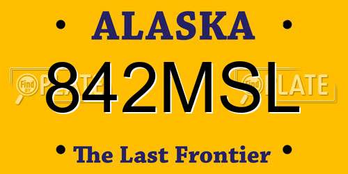 842MSL Alaska License Plate