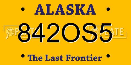 842OS5 Alaska License Plate
