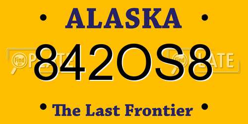 842OS8 Alaska License Plate