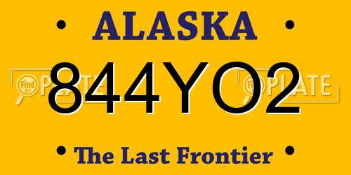 844YO2 Alaska License Plate