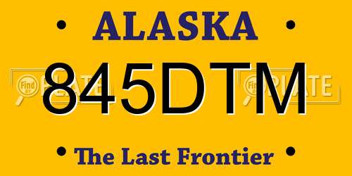 845DTM Alaska License Plate