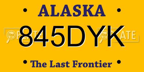 845DYK Alaska License Plate