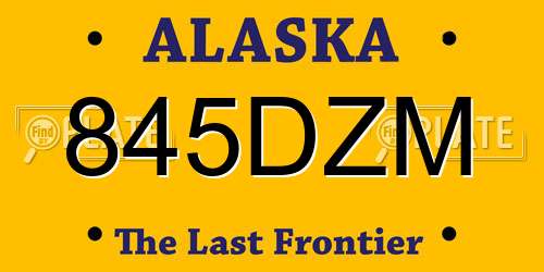 845DZM Alaska License Plate